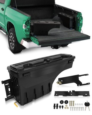 Left Side Truck Bed Tool Box Multi-Compartment Heavy Duty No-Drill Installation
