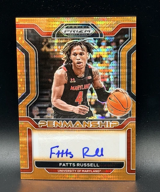 2022 Panini Prizm Draft Picks Fatts Russell Orange Pulsar Auto #/49 Maryland