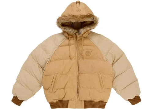 Supreme x Timberland Suede Puffer Jacket Tan - product listing photo