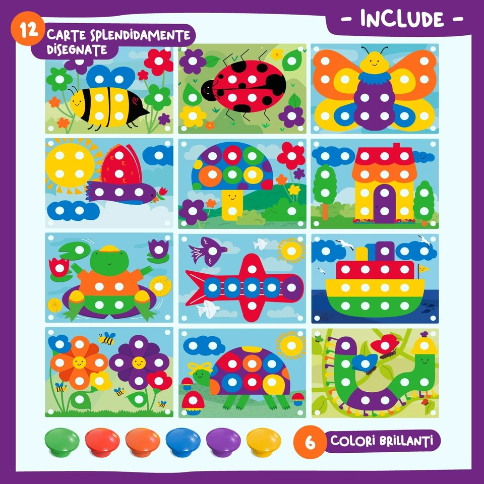 Gioco Chiodini, Puzzle per Bambini Di 2+ Anni, Puzzle Educativo in Legno per Bam - Immagine 3 di 4