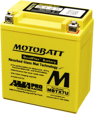MotoBatt MBTX7U 8Ah 115 CCA AGM Powersports Battery replaces YTX7L YTX7L-BS