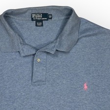 Polo by Ralph Lauren Men's 2XB Big Blue Polo Shirt Pink Pony Logo