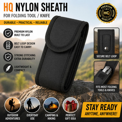 1x HQ Nylonscheide für Klappwerkzeug Messer Halter Etui Etui mit Gürtelschlaufe Geschenk