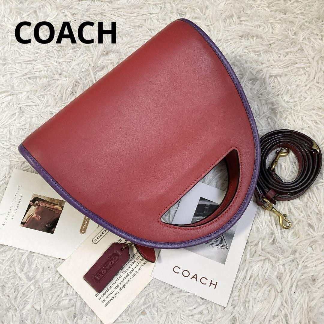 Coach Zip Dome Crossbody Bag in Caramel Red Leather, Half Moon Design 7.6x6.4x4.3 Inches