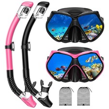 Snorkeling Gear for Adults, Snorkel Set Scuba Diving mask Dry-Top, Adult Swim...