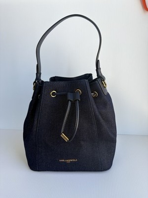 Karl Lagerfeld Paris  Adele Bucket Bag In Dark Denim -No Long Strap-NWOT