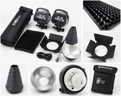 Elinchrom DLite RX4 (2) Kit + Softbox, Barndoor, Snoot & Reflector