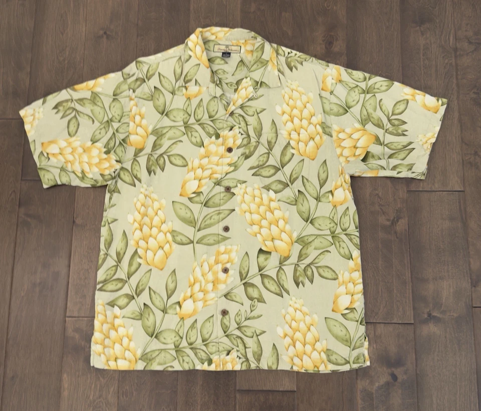 Рубашка мужская Tommy Bahama размер M короткий рукав на пуговицах гавайский цветочный узор 100% шелк - Изображение 2 из 4