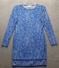 Michael Kors Shift Dress Womens Small Multicolor Patterned Round Neck Border Hem