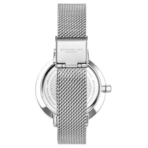 Stuhrling 3946 2 Diamant Accent Maille Acier Inoxydable Bracelet Montre Femmes - Photo 3 sur 4