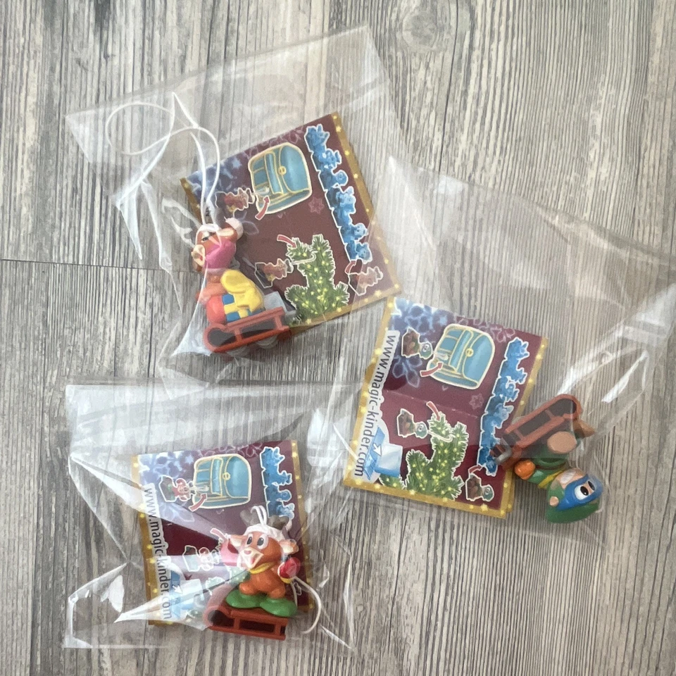 3x Überraschungsei Figuren/Anhänger Set im Tütchen mit Beipackzettel - Bild 1 von 1
