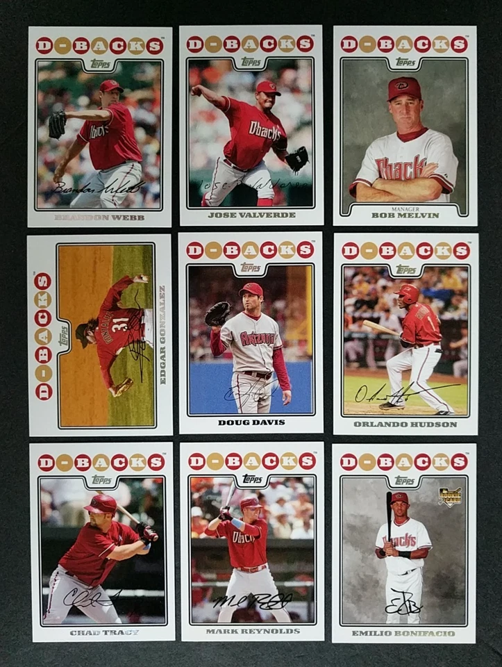 2008 Topps ~ ARIZONA DIAMONDBACKS 30 张卡片组带更新 - 无 MAX SCHERZER RC — 第 2/4 张图片
