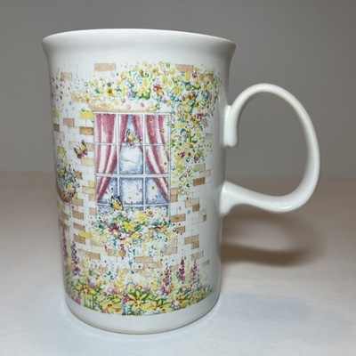 Vintage 70 s Dunoon Scottish Fine Bone China Mug with  Cottage Garden  Design