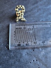black and white chequered Enamel Ribbon Lapel Pin / Tie Tac
