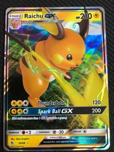 Pokemon Sm Hidden Fates Raichu Gx 68 Ultra Rare Ebay
