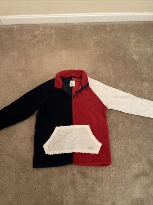 Black Jack 1999 1/4 Zip Berber Sherpa Hoodie Color Block Pullover Sz M Sweater