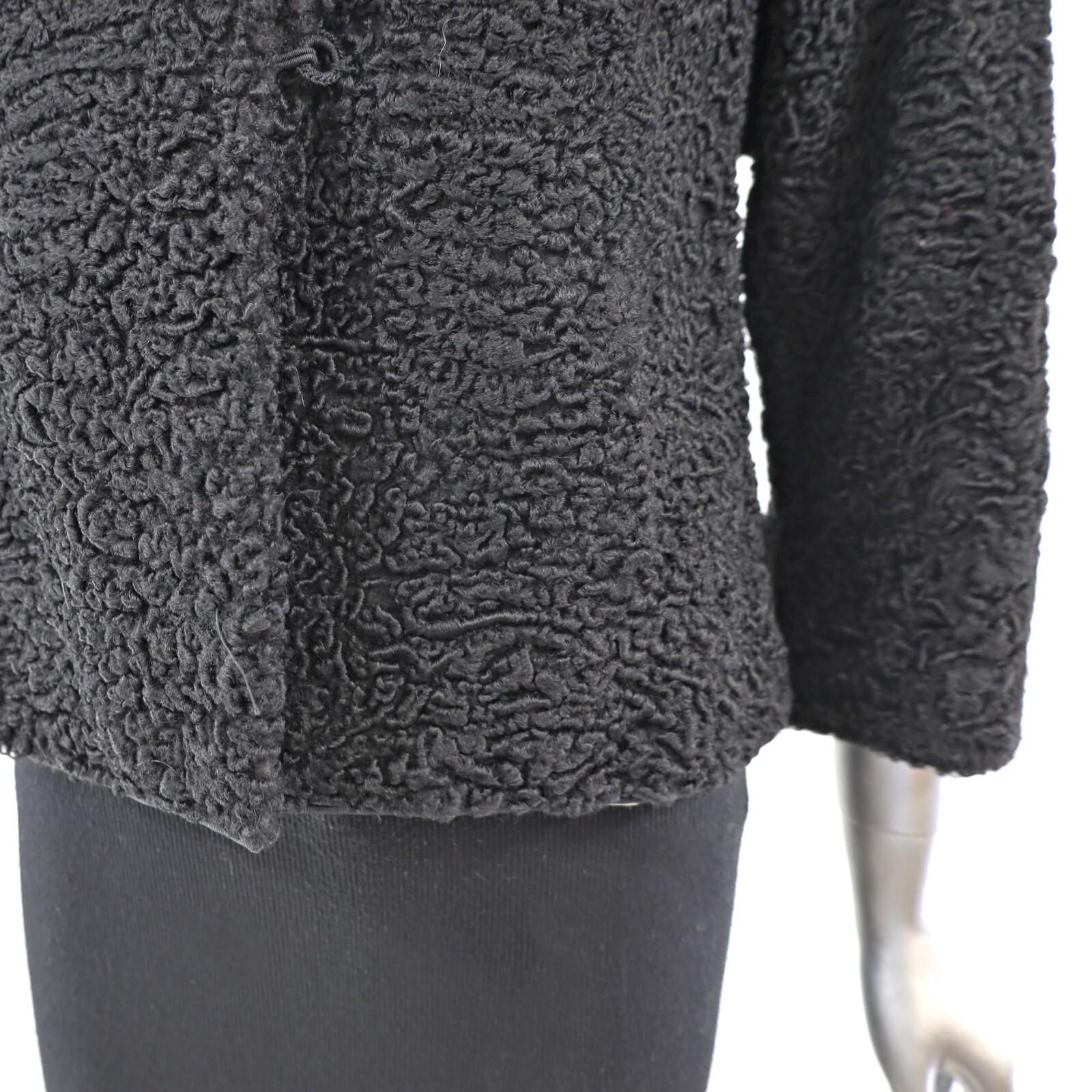 Women Persian Lamb Classic Style Astrakhan Fur Coat In Black Handmade Jacket New image 7