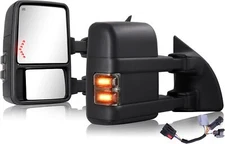 Power Heated Tow Mirrors for 99-16 Ford F250-F550 Super Duty SMOKE Turn Signal