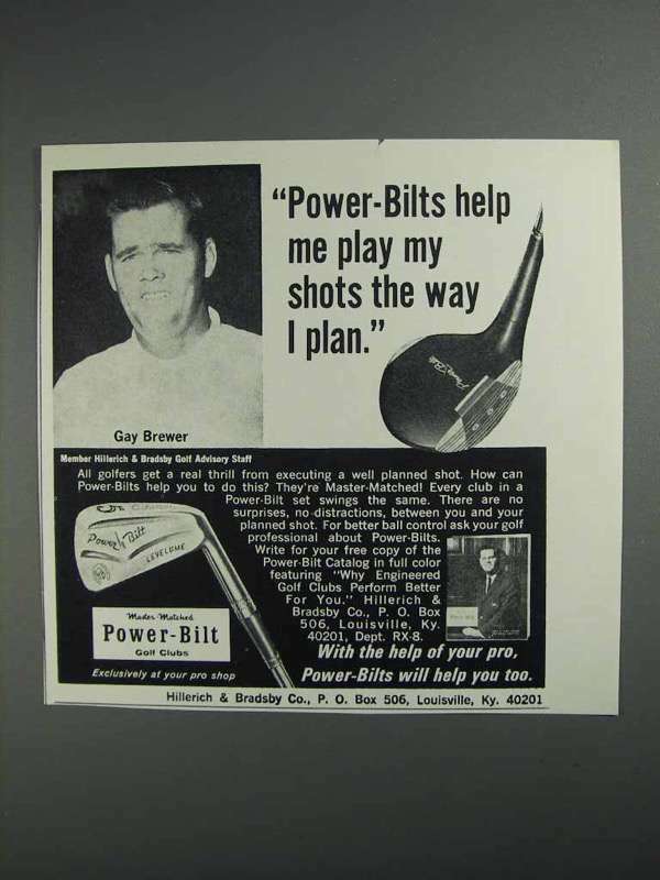 1968 Power-Bilt Golf Clubs Ad - Gay Brewer