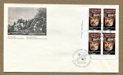 CANADA 1986-04-14 First Day Series. Philippe Aubert de Gaspe 34¢ LL CORNER BLOCK