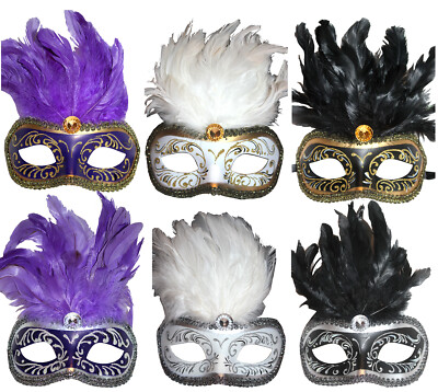 Glitzer Feder venezianische Maskerade Abschlussball Henne Junggesellenabschied Party Kleidung Augenmasken 