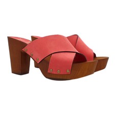 Clogs Women's With Bands Crossed Leather Nubuck - MY167 NABUK FUXIA