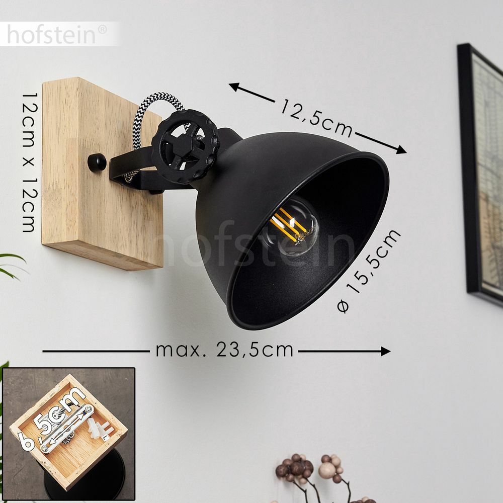 Retro Flur Strahler Holz/schwarz Wand Lampen Wohn Schlaf Zimmer Raum Beleuchtung