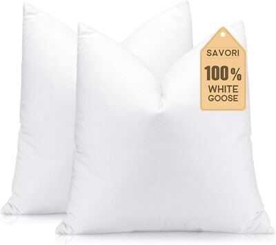 Set of 2 down feather pillowcases, soft and fluffy, 100% downproof cotton cover