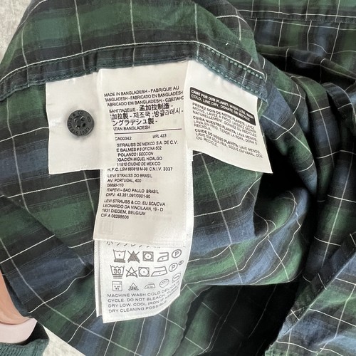 Levi's Men's Cotton Long Sleeve Shirt Check Classic Tartan Collar Casual Size S - Picture 8 of 11