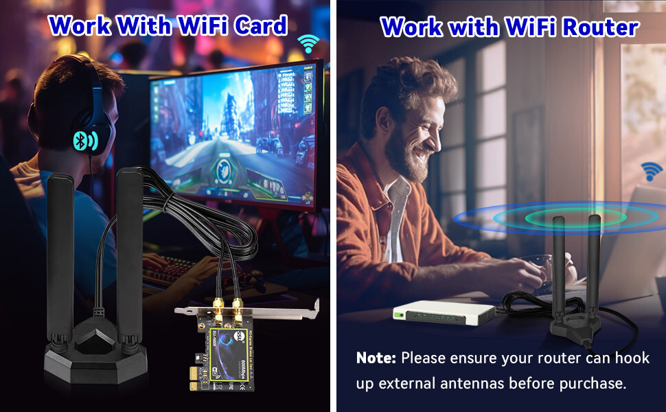 Antenna WiFi6e Eightwood - Tri-Banda, Base Magnetica, Cavo 2 Metri - Foto 2