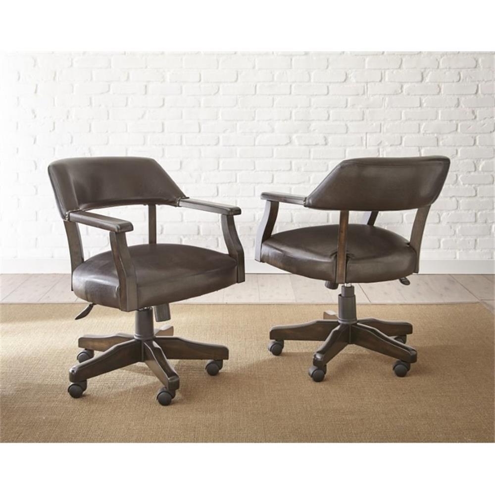Pemberly Row Adjustable Faux Leather Game Chair in Dark Brown