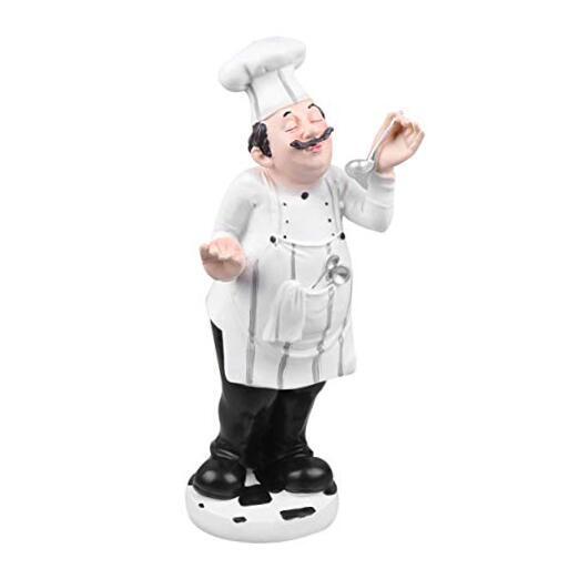 ULTNICE Funny French Chef Cook Statue Figurine for Kitchen Decor