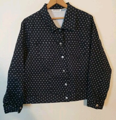canyon road Size 20 button up top longsleeve Polka-dot Black White Western 