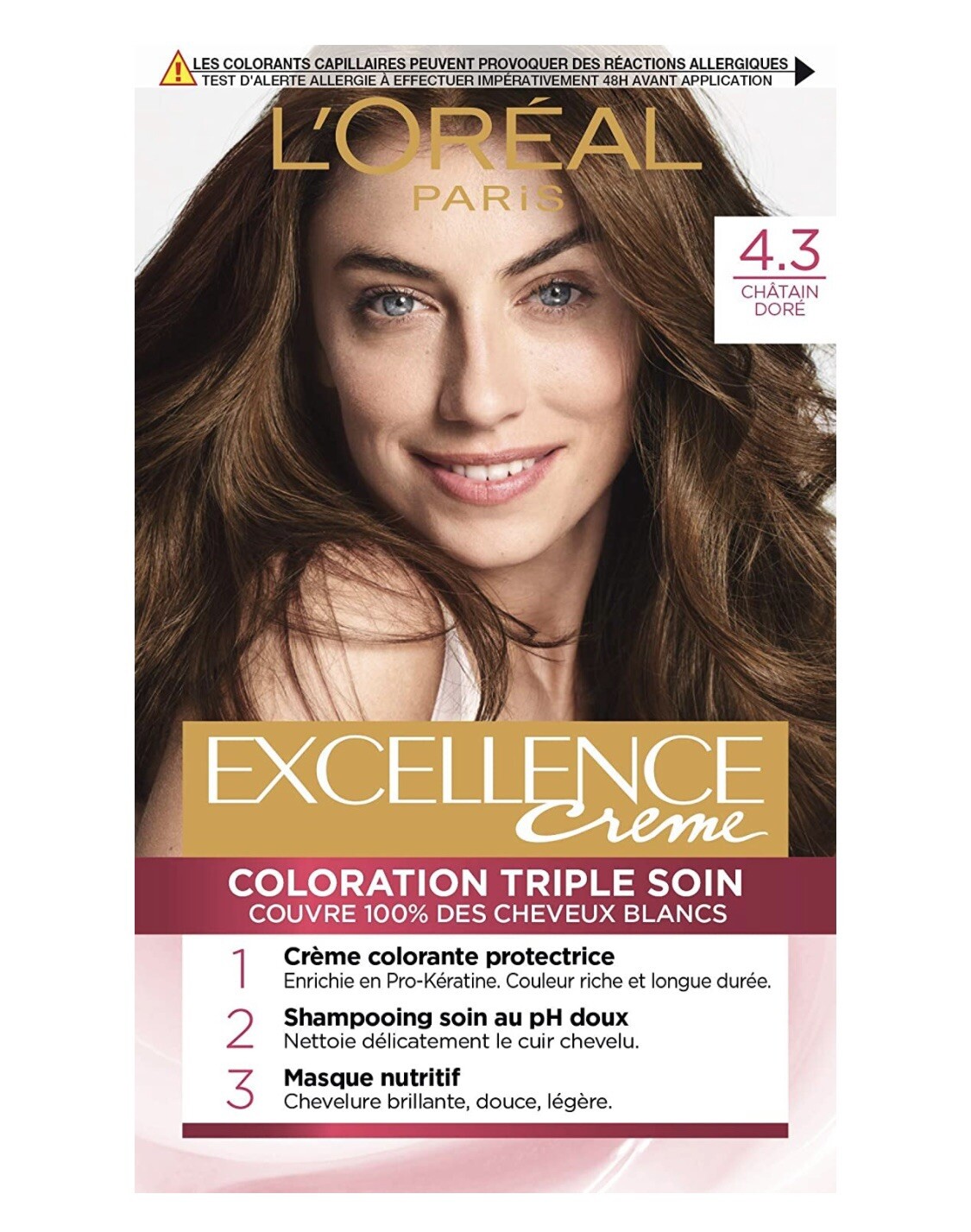 Coloration L’Oréal excellence crème 4.3 crème colorante permanente reflets chauds