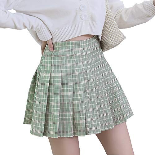 Damen hochtailliert plissiert Freizeit Tennis Stil Skater Minirock - Bild 3 von 21