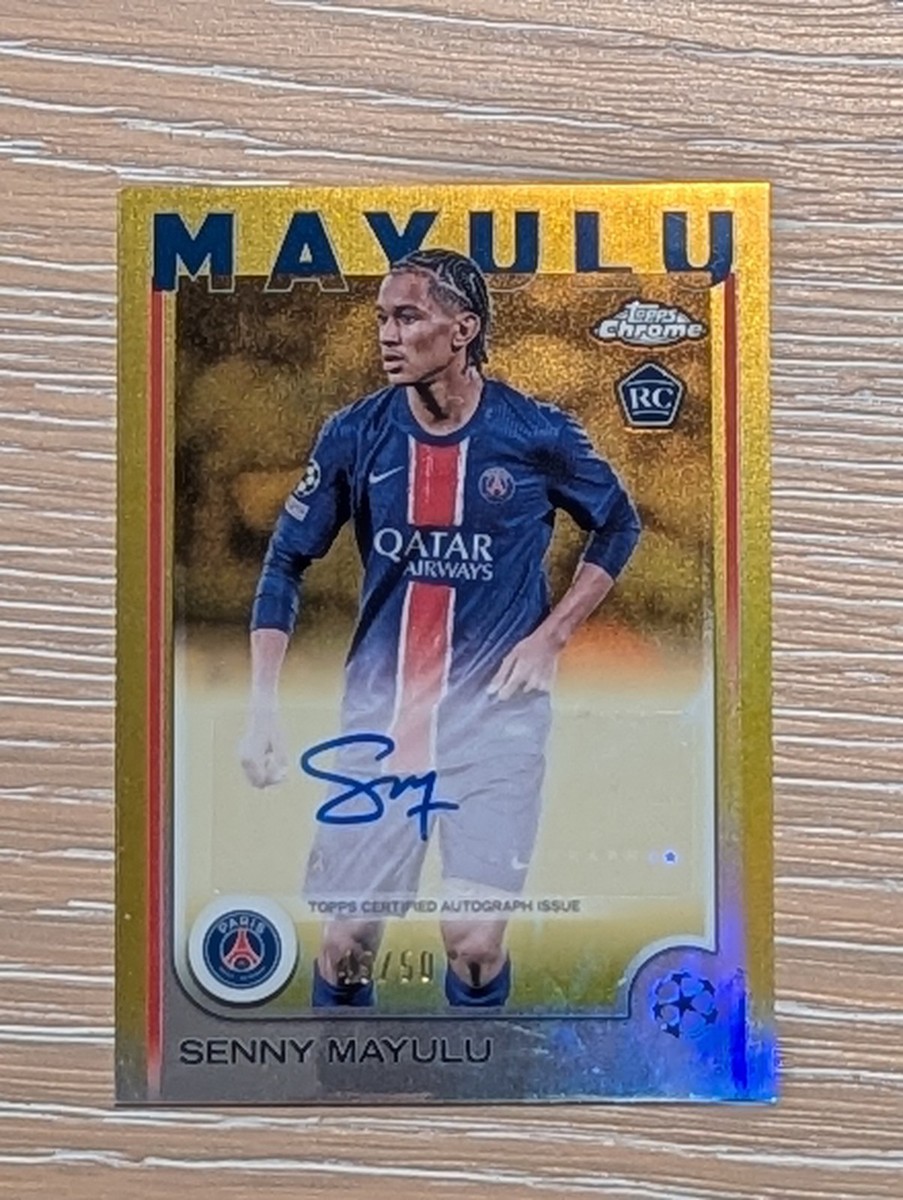2024-25 Topps Chrome UEFA Senny Mayulu Gold Rookie Auto /50