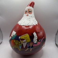 Hand Painted Santa Claus with Toys Gourd Christmas Folk Art