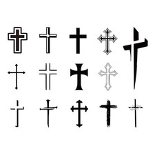 Cross Temporary Tattoos for Men - 11 Christian Faith Religious Designs, Realisti