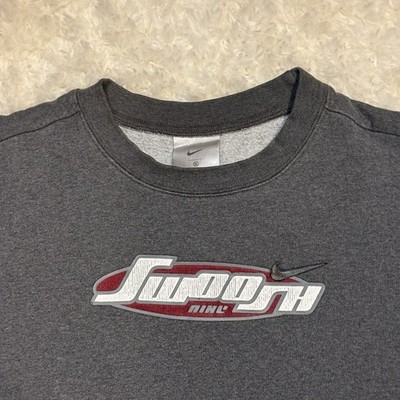 VTG Vintage Y2K Silver Tag Nike Swoosh Spellout Sweatshirt Size XL Gray