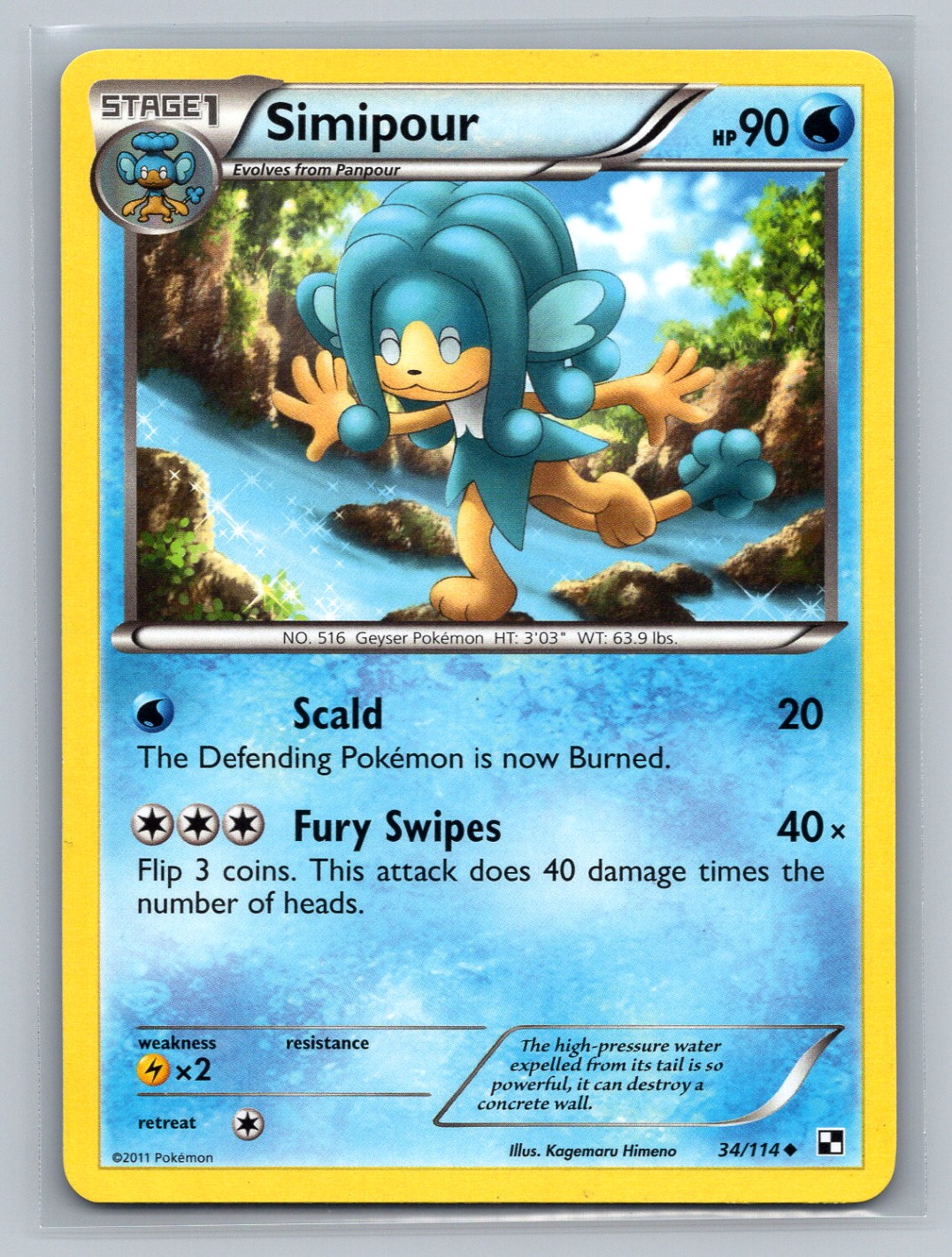 Pokémon TCG Simipour 34/114 Black and White Normal LP