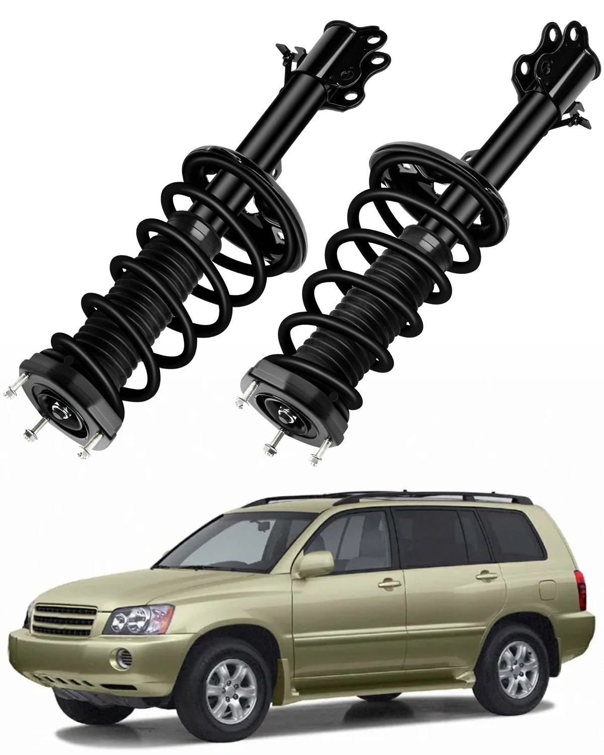 Pair Rear Complete Strut & Coil Spring Assembly For 2001-2003 Toyota Highlander