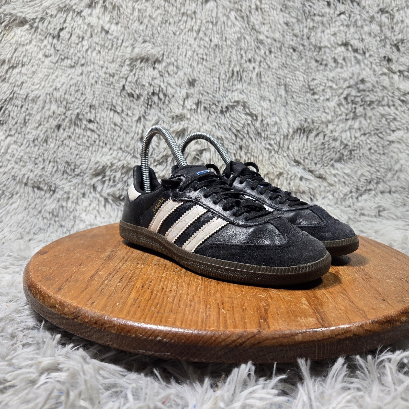 Adidas Samba OG Little Kids Size 2 Core Black Cloud White Gum Leather (IE3678)
