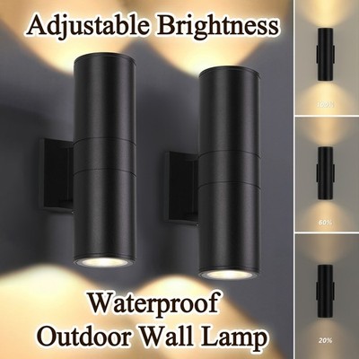 LETRY 2 Pack Cylinder LED Outdoor Wall Light Waterproof Dimmable Up&Down Wall La