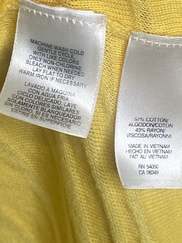Evan Picone Women's Large Yellow Open Front Accordion Cardigan Sweater - Picture 6 of 6