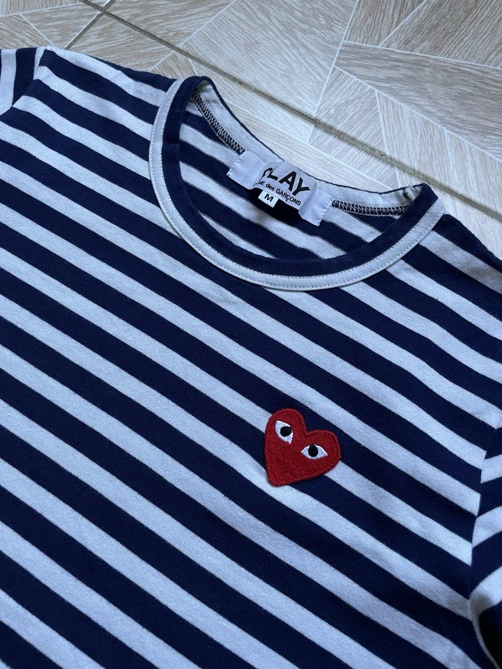 Архив винтажный японский дизайнер Comme Des Garçons Play в полоску с длинным рукавом M - Изображение 2 из 4