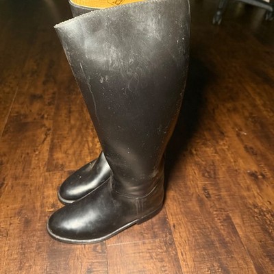 Aigle Coupe Saumur Black Rubber Equestrian Riding Boots Made in France Size 39
