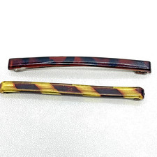 2 Vintage Signed Goody 3 Stay Tight Clasp Clip Hair Barrettes Faux Tortoise