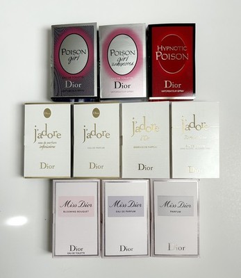 Miss Dior & J adore Perfume Collection 10pc Sample Vial Spray Set