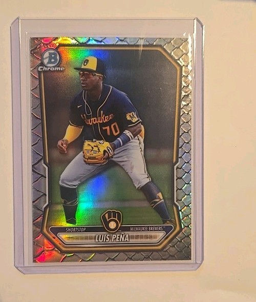 LUIS PENA 2026 Bowman Chrome Reptilian SP Refractor Milwaukee Brewers BCP-120 RC