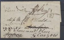 GB Stamps 1839 SALTCOATS PENNY POST Entire letter to Glasgow